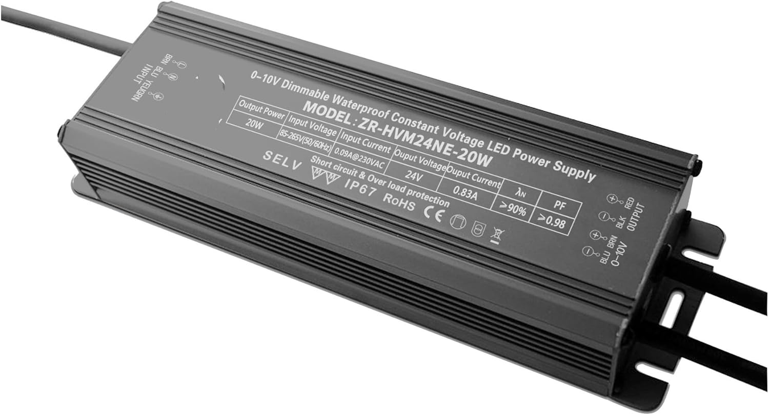 0-10V dimming Power Supply 20W Light Strip 12/24V Constant Voltage Waterproof LED Switching Power Supply Low Voltage PWM dimming Power Supply