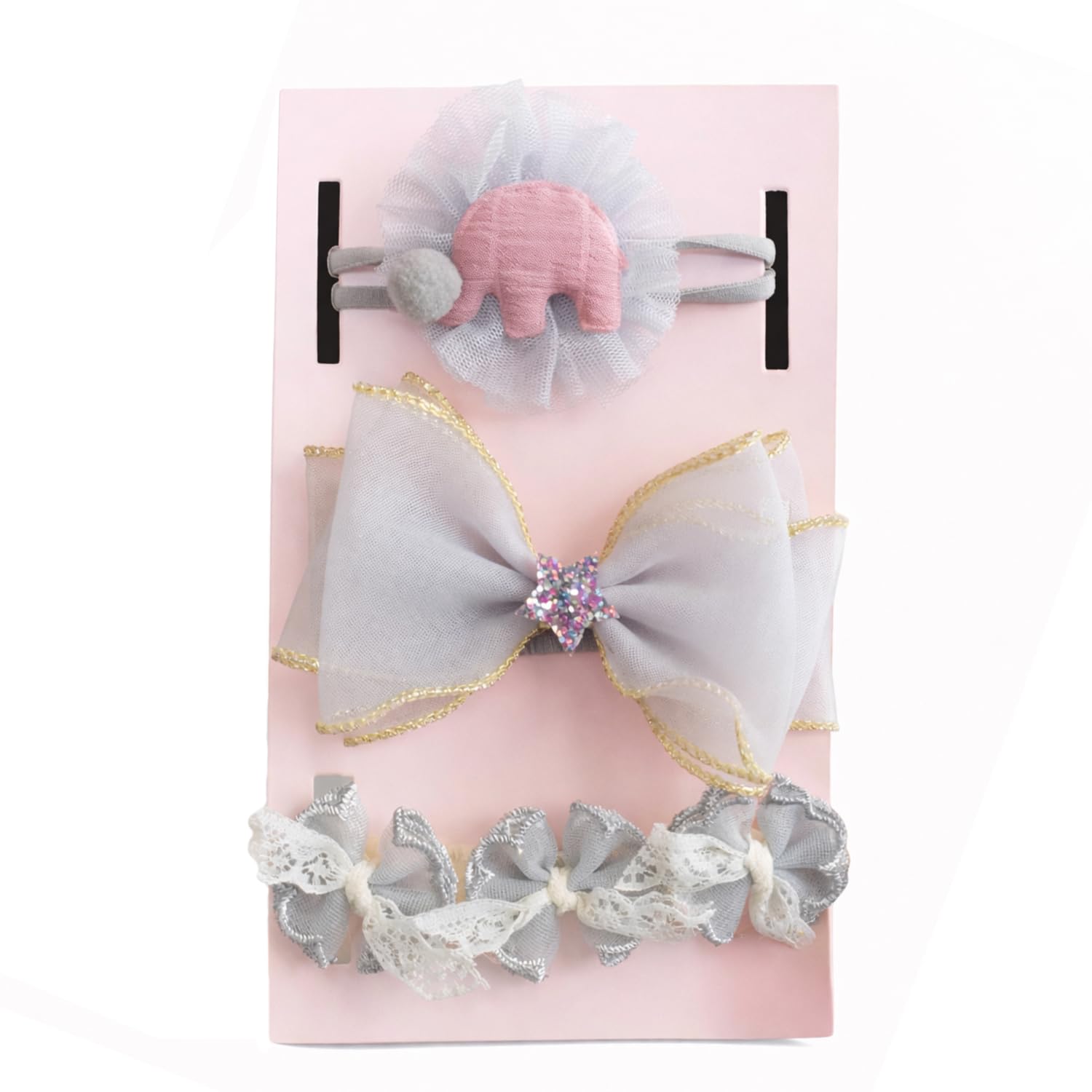 SYGA 3 Pcs Children Girl Baby Elastic Hairband Princess Wind Bow Flower Headband Suit Baby Headdress Photo Hair Accessories For 0-3 Years, White-image-48