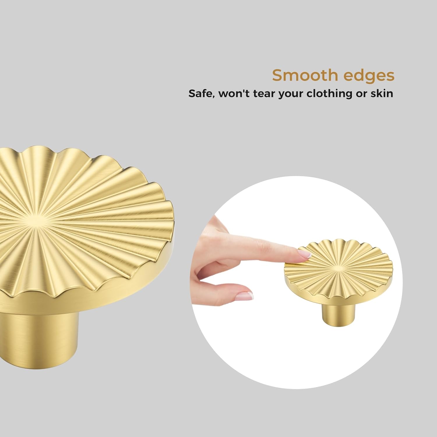 Haliwu 12 Pack Half Moon Cabinet Knobs, Brushed Brass Handles Single Hole in The Shape of Fan, Circular Kitchen Cupboard Pulls Dresser and Drawer Hardware