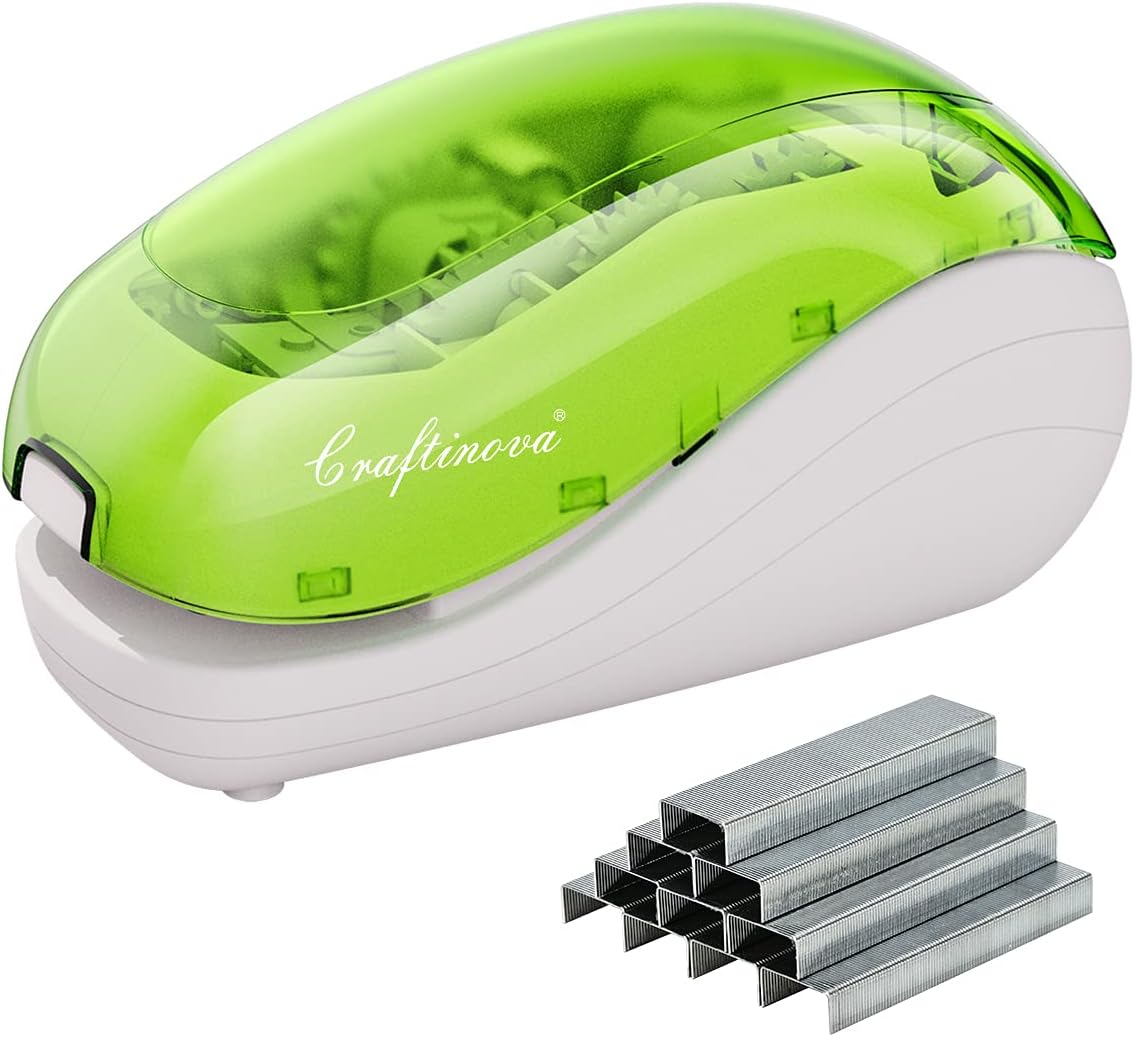 Craftinova Electric Stapler，Including 2000 Staples and 1 adapters,Suitable for Palm Size and high Comfort，25 Sheet Capacity, AC Adapter or Battery Powered，Battery not Included : Office Products