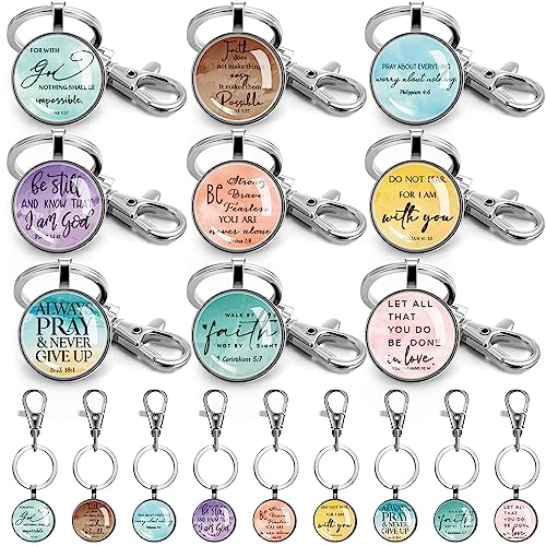 Image of Fumete Christian Keychain Bulk Bible Verse Religious Scripture Quote Inspirational Key Rings Gift for Women Men Church Pastor
