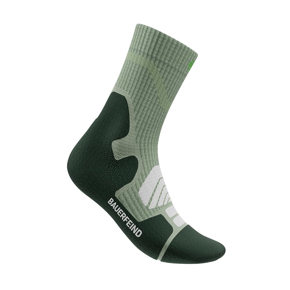 Bauerfeind Calzini da trekking Outdoor Performance Mid Cut Socks, per attività all'aria aperta, come trekking, hiking, 1 paio di calzini sportivi in lana (merino), Erbe verdi, 35-38