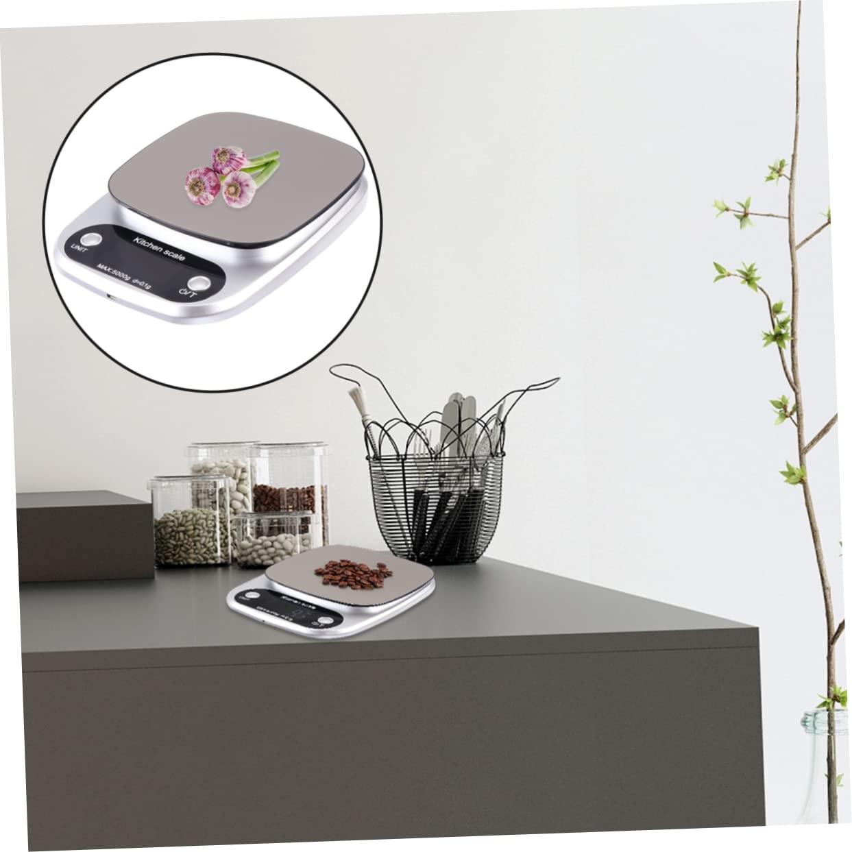 Zerodeko Küchenwaage Digital Wiederaufladbar mit Lcd-anzeige aus Edelstahl für Präzise Lebensmittelwaage Tragbar und Praktisch