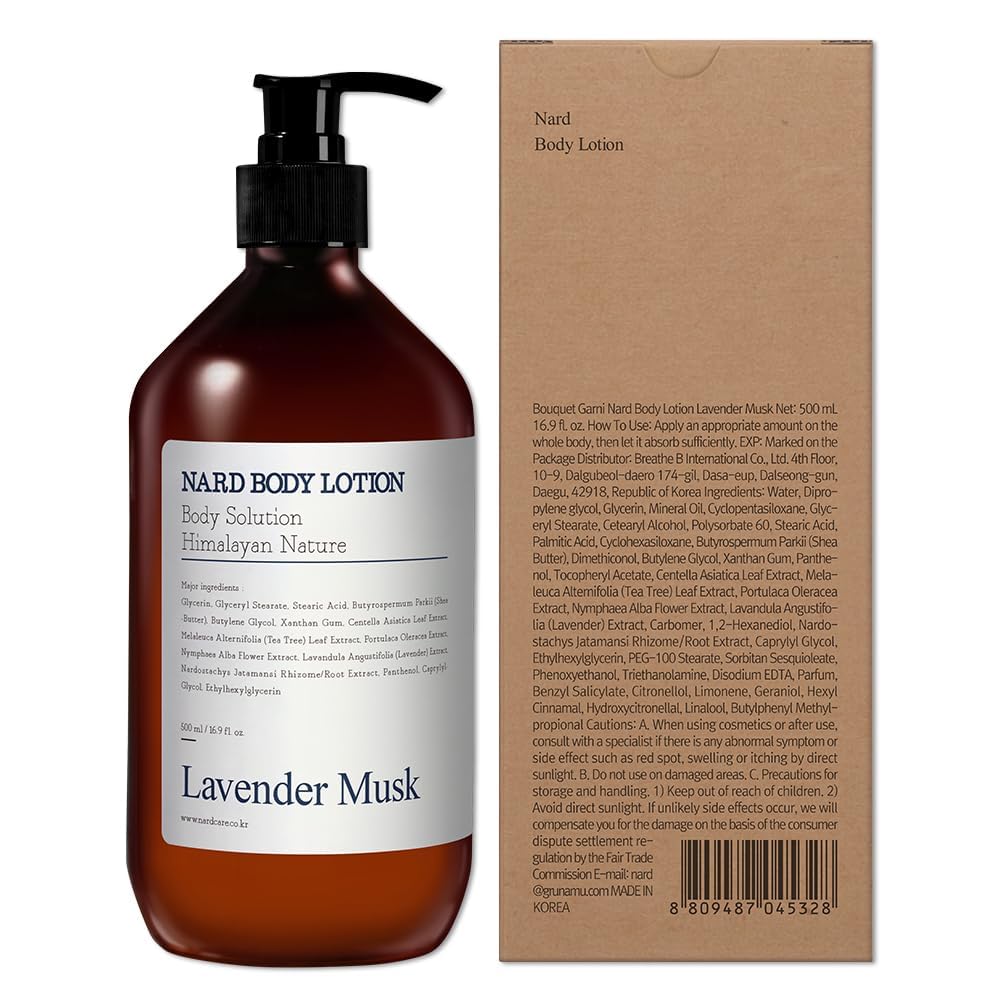 BOUQUET GARNI NARD Body Lotion Lavender Musk 16.9 fl. oz. / Moisturizing Body Lotion with Shea Butter & 5 Herbal Extracts/Soothing & Calming Hydration