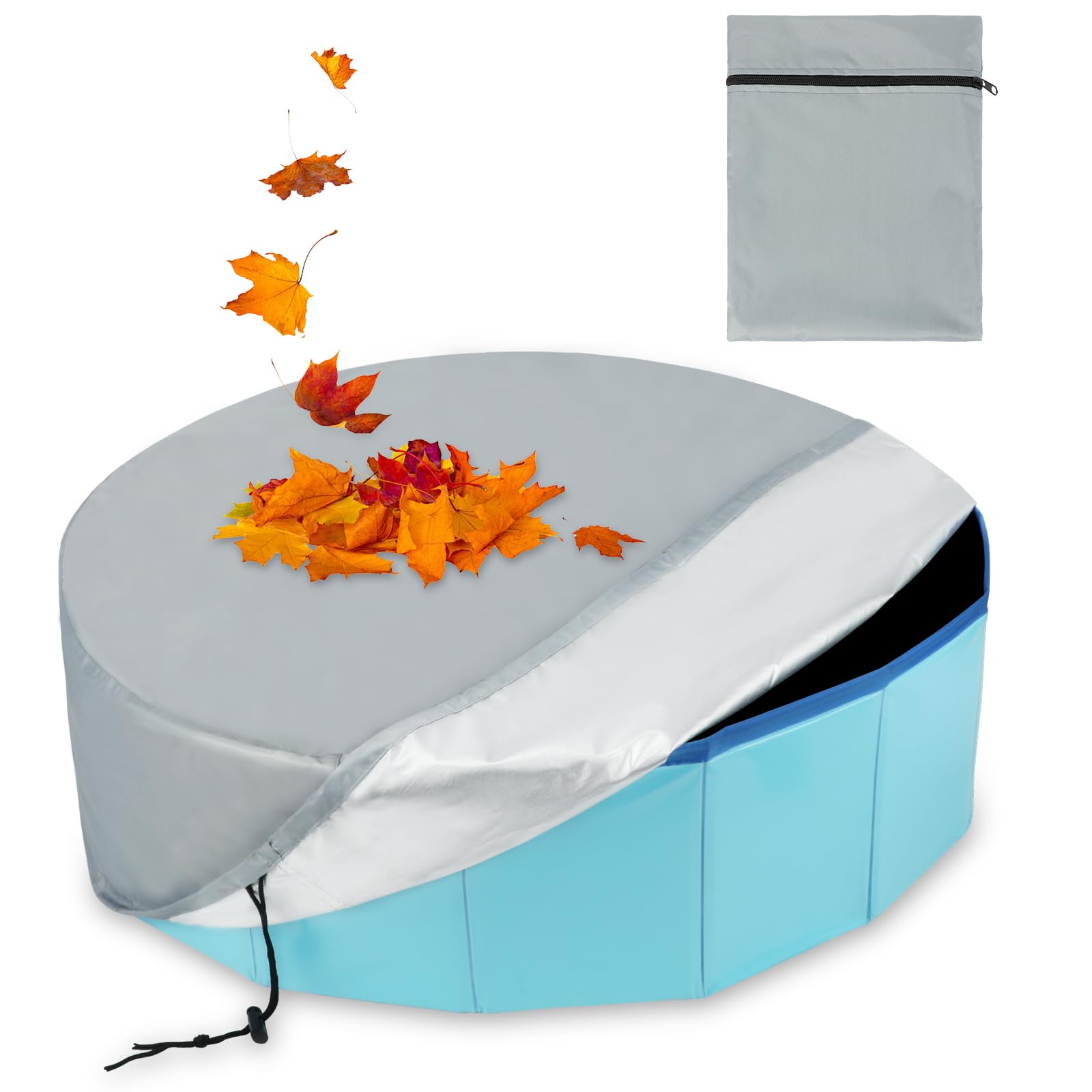 Rypet 55.1 inch Pet Pool Cover Foldable Round Dog Swimming Pool Covers Kiddie Pool Cover,Leak Proof Washable Kiddies Pet Small Paddling Bath