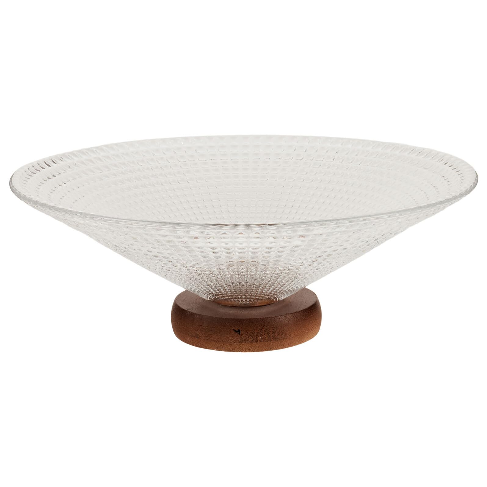 Ciotola da Frutta Quadrata in Vetro Trasparente con Base in Legno Vassoio Elegante per Insalata e Dessert Espositore Stabile per Snack e Antipasti in Cucina