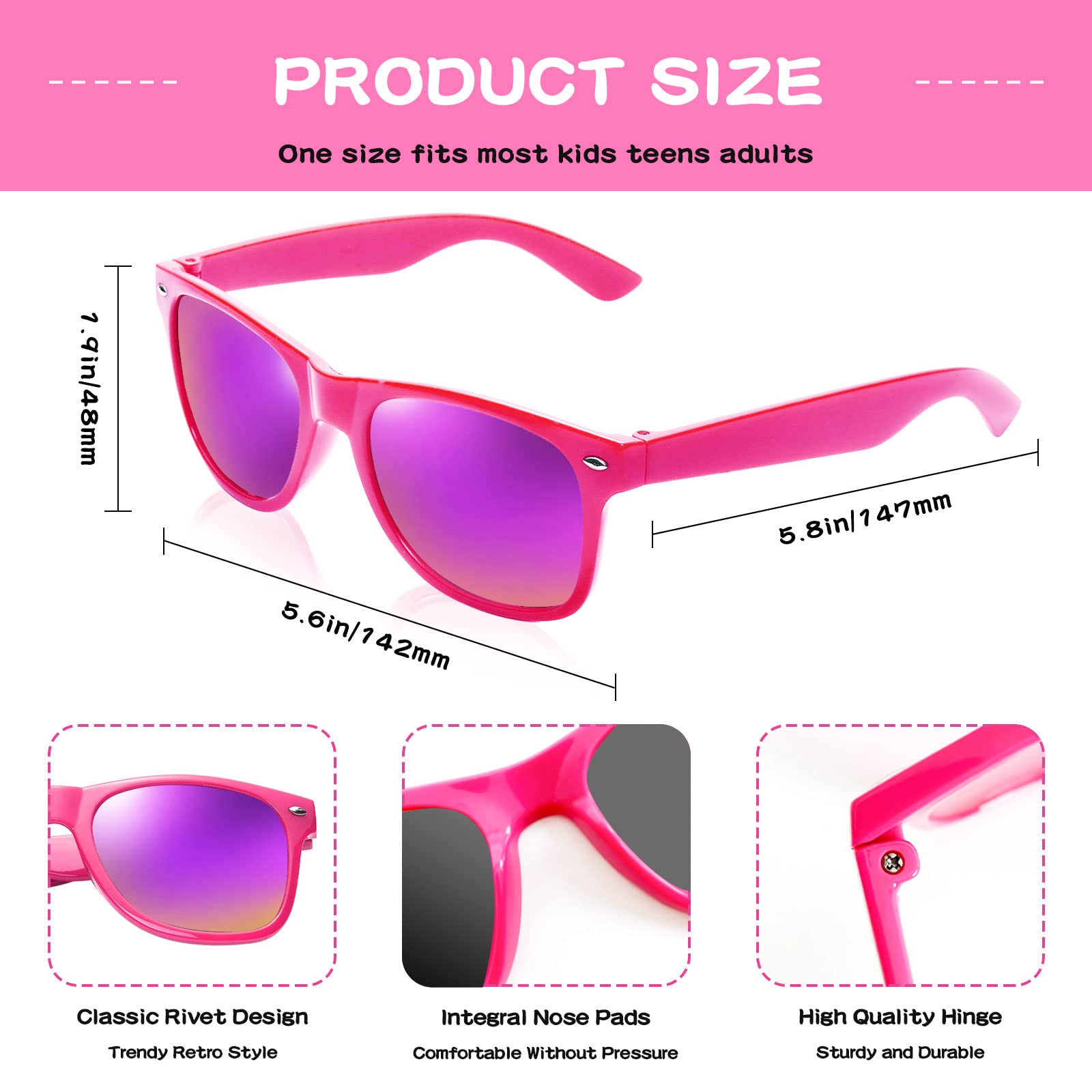 Paquete de 12 gafas de sol con espejo de neón a granel, gafas de sol baratas retro coloridas para mujeres y hombres, suministros de fiesta