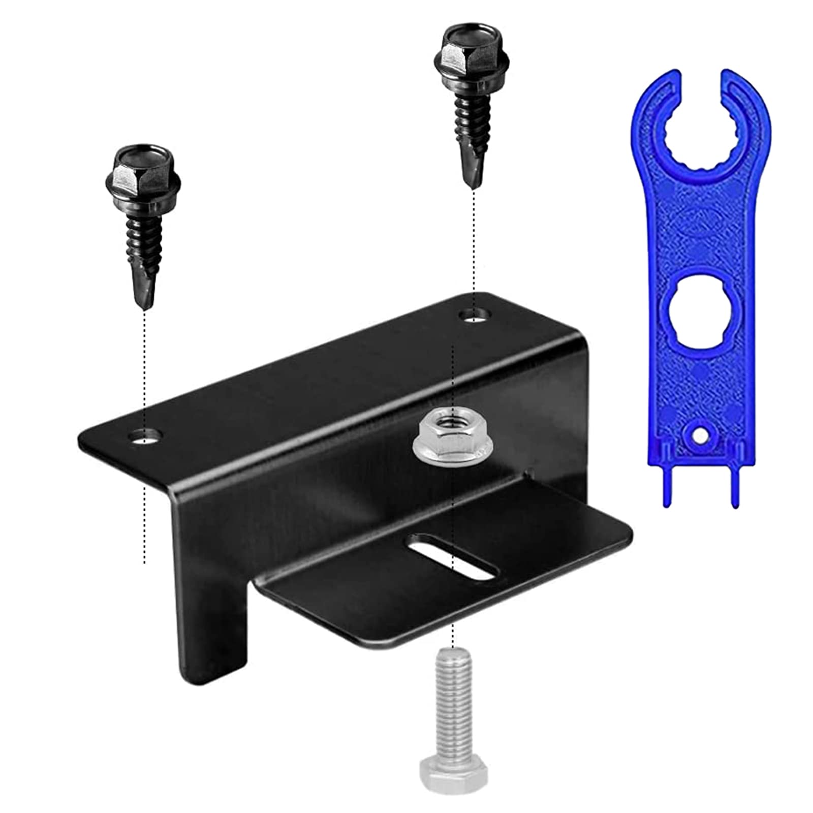 16 Pieza Soporte para Panel Solar, Panel Solar con Tuercas Tornillos y Herramientas de Instalación Soportes de Montaje Solares para Autocaravanas Barcos Montaje en Techo (Negro)