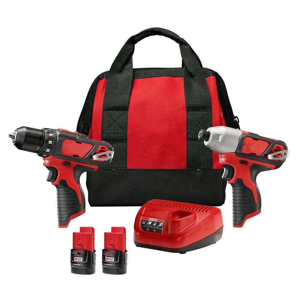 DEVEGO with Milwaukee 2494-22 M12 12V Cordless Power Lithium-Ion 2-Tool Combo Kit