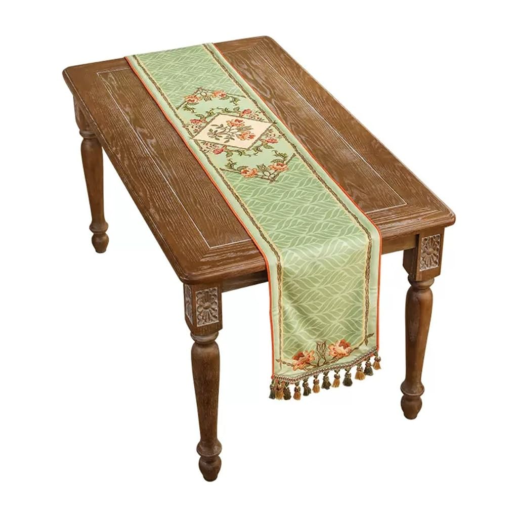 Chemin de table de luxe en velours vert pour armoire à chaussures de style campagnard américain 40 x 280 cm