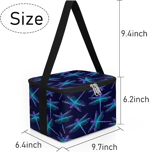 Miniatura 7 de Lonchera aislada con estampado de libélula de acuarela para mujeres, reutilizable, bolsa cuadrada de comida para adultos y hombres, lonchera más