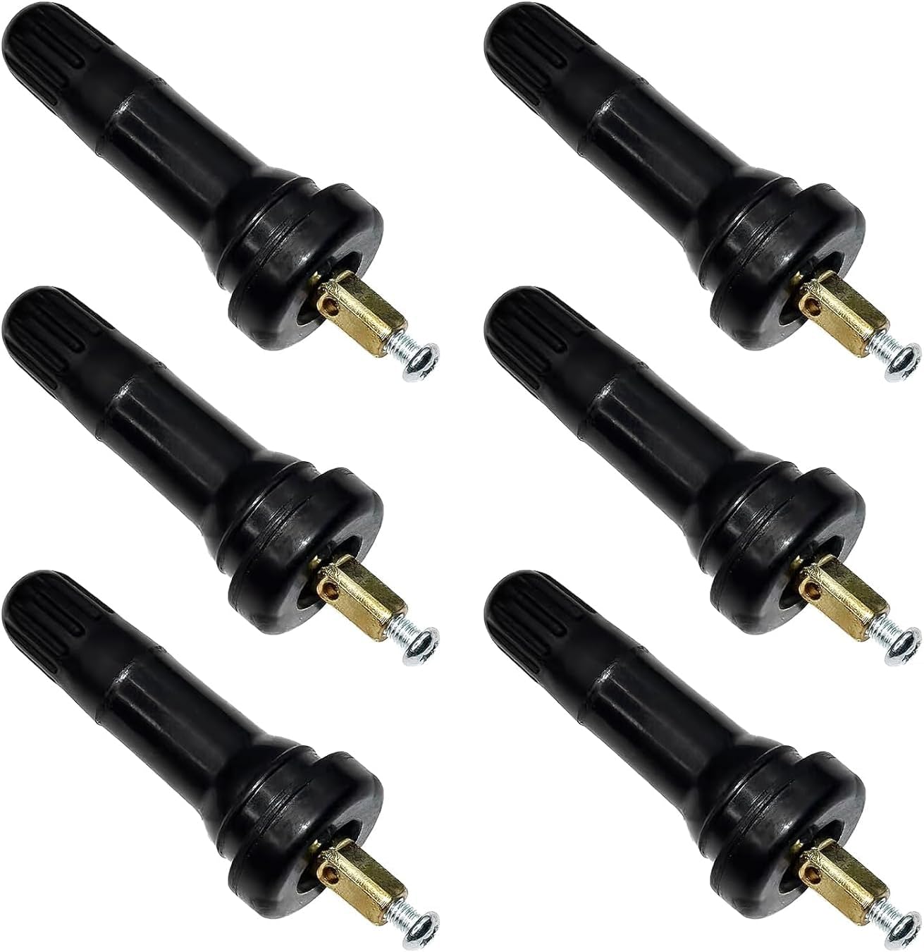 NIEEKRUN Set of 6 Universal Fit Black EPDM Rubber, Copper Schrader Tire Valve Cores for TPMS/RDKS, Car Tire Pressure Sensor Replacement