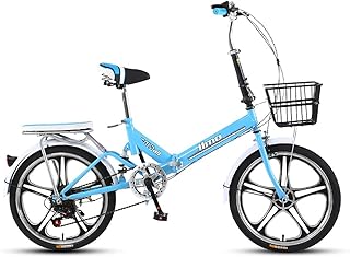 DODOBD 20 Inch Folding City Bike Bicycle, Adult Portable Bicycle City Bicycle, Lightweight Alloy Folding City Bike Bicycle, Front V Brake And Rear Brake, 6-Speed Variable Speed