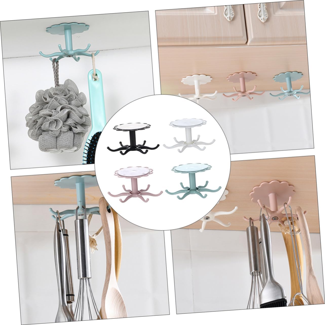 Mikinona Rotatable Wall Hooks 4 Pack ABS 360 Degree Rotating Organizer image 5