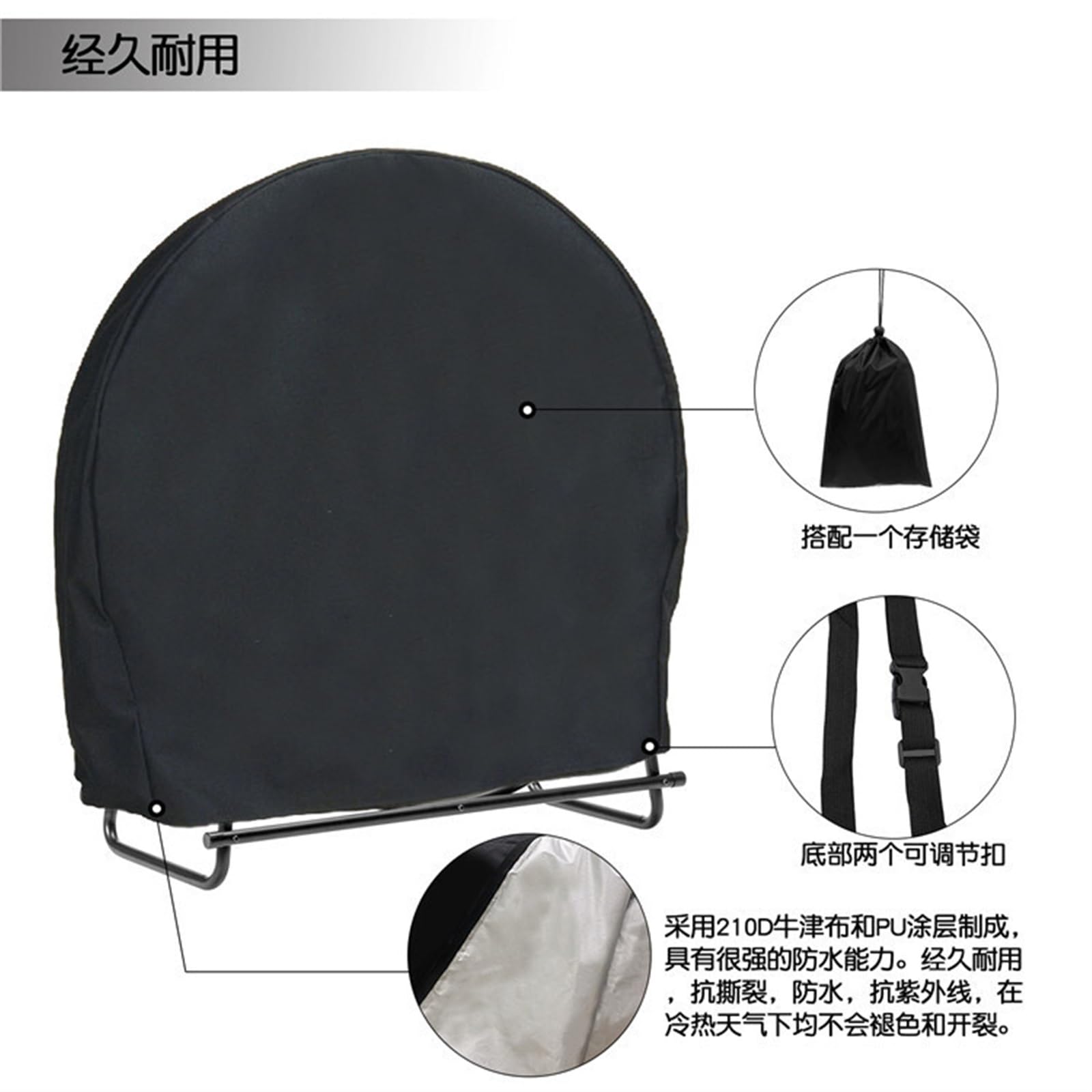 Funda Para Estantería De Leña Cubierta protectora for leña redonda, portátil, impermeable, for exteriores, for patio, chimenea, cubierta for leña for el hogar Cubierta Para Estante De Leña(Brown)