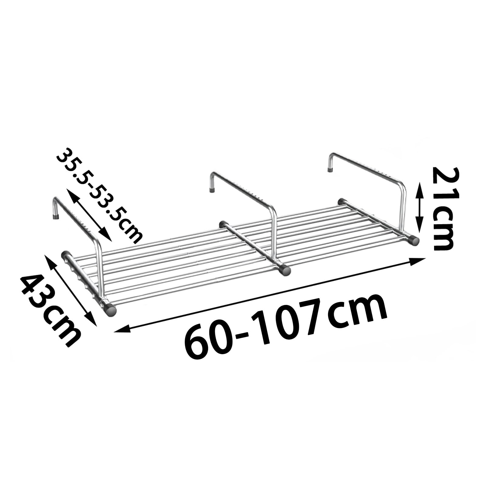 Inless - Stendibiancheria pieghevole da balcone, a parete, in acciaio, retrattile, per biancheria, scarpe, asciugamani, piante in vaso, soluzione salvaspazio