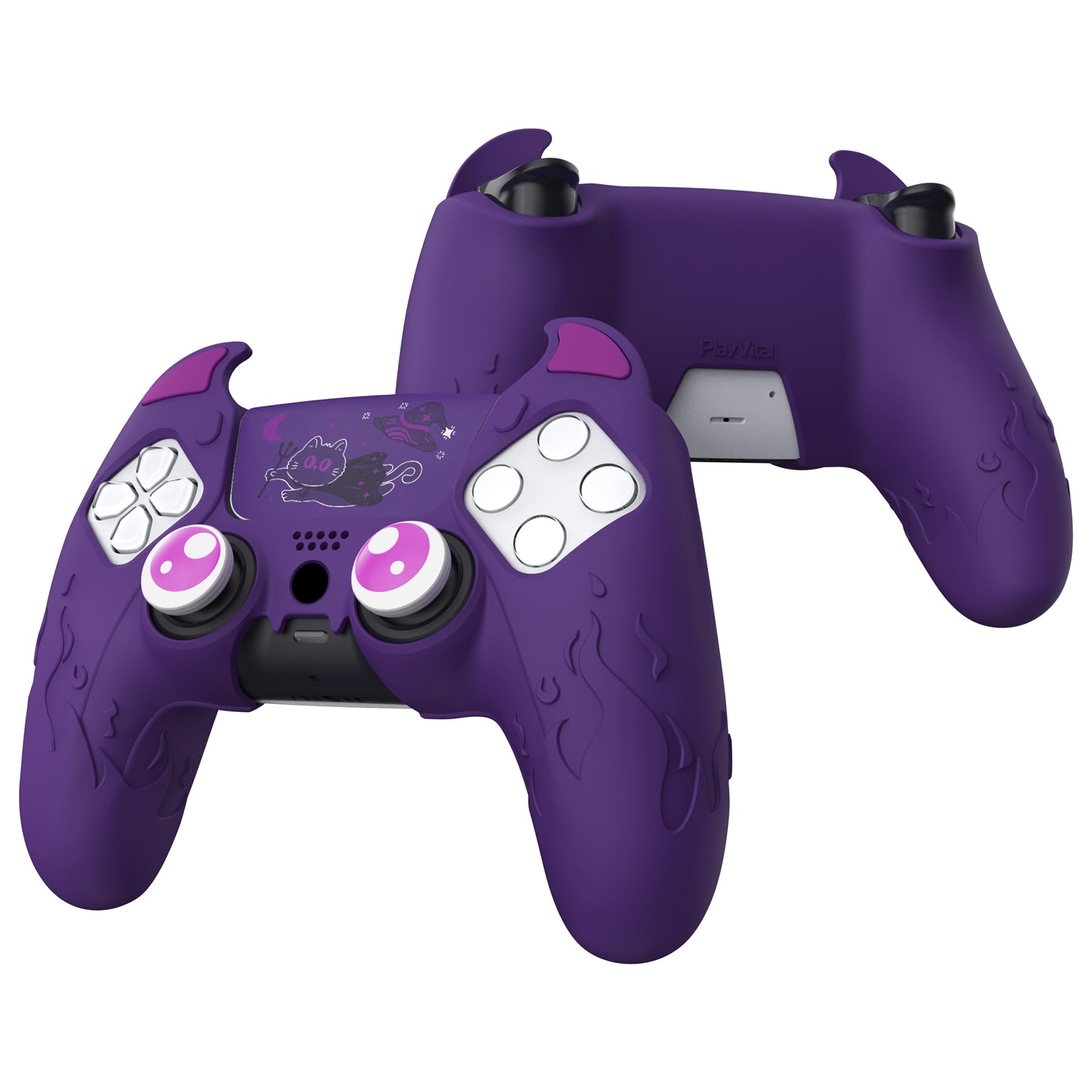 PlayVital Halloween Cute Demon Controller Silicone Case for ps5 Kawaii Controller Cover Gamepad Skin Protector for ps5 with