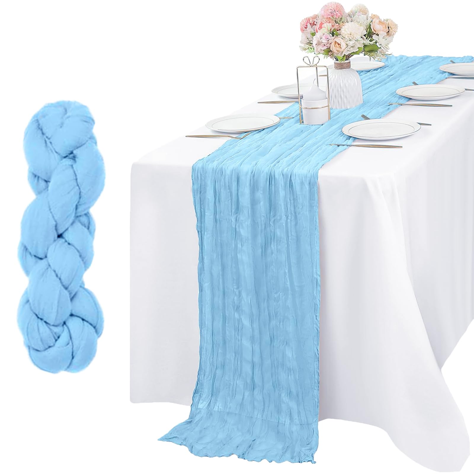 Chemin de Table Mousseline Sable Lavable pour la décoration de votre