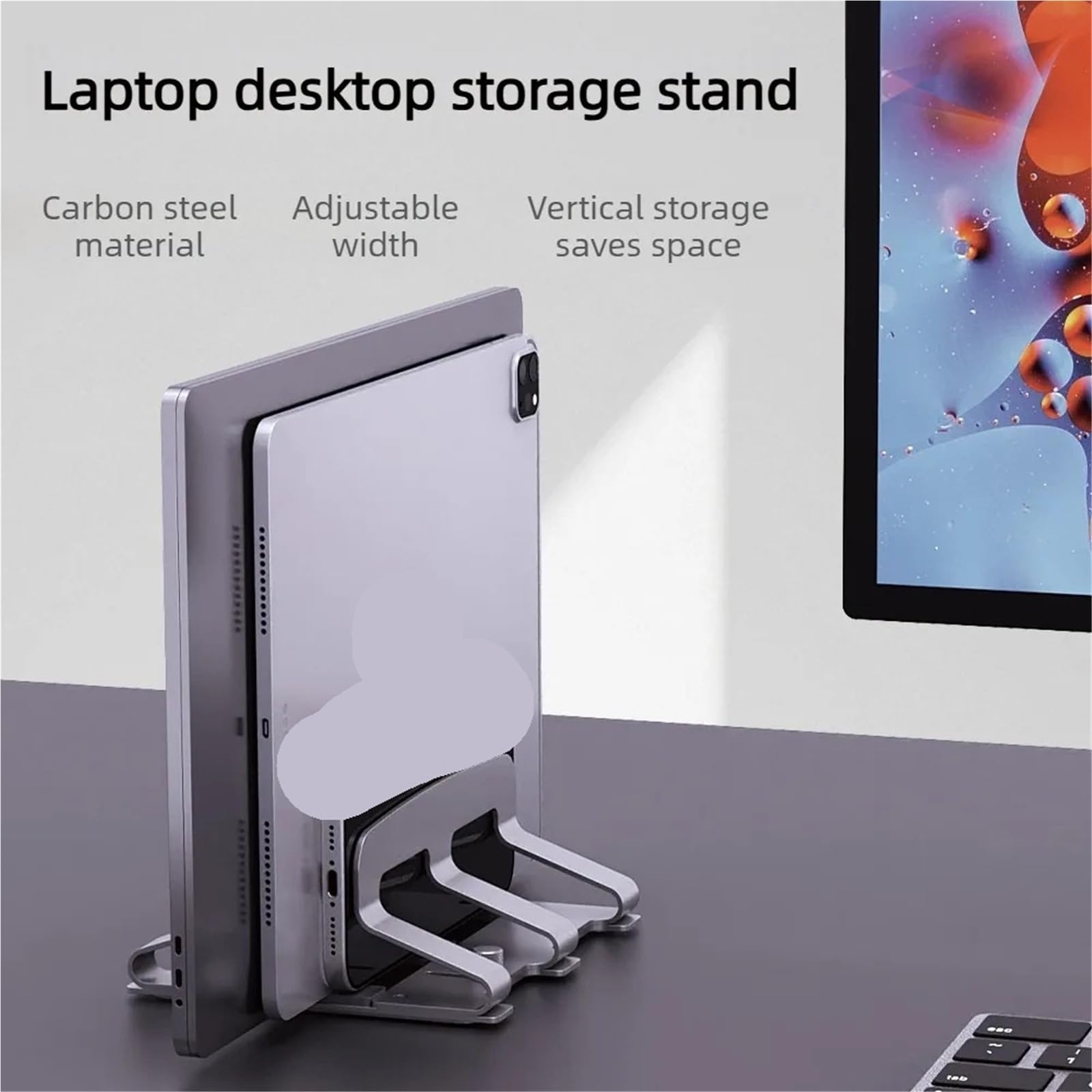 Laptop Ständer Vertikal Verstellbarer Laptop-Aufbewahrungsständer und Schreibtisch-Organizer, mit Silikon gepolsterter Halter for die Aufbewahrung mehrerer Geräte