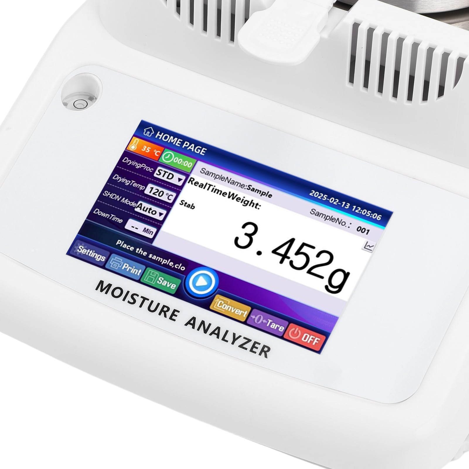 Brrnoo Halogenowy Miernik Zawartości Wody HC-152, 120 G X 0,002 G, Precyzyjny, z 5-calowym Ekranem Dotykowym, pamięcią 100 Grup, RS232 do Przetwarzania i badań żywności (wtyczka UE 220V)