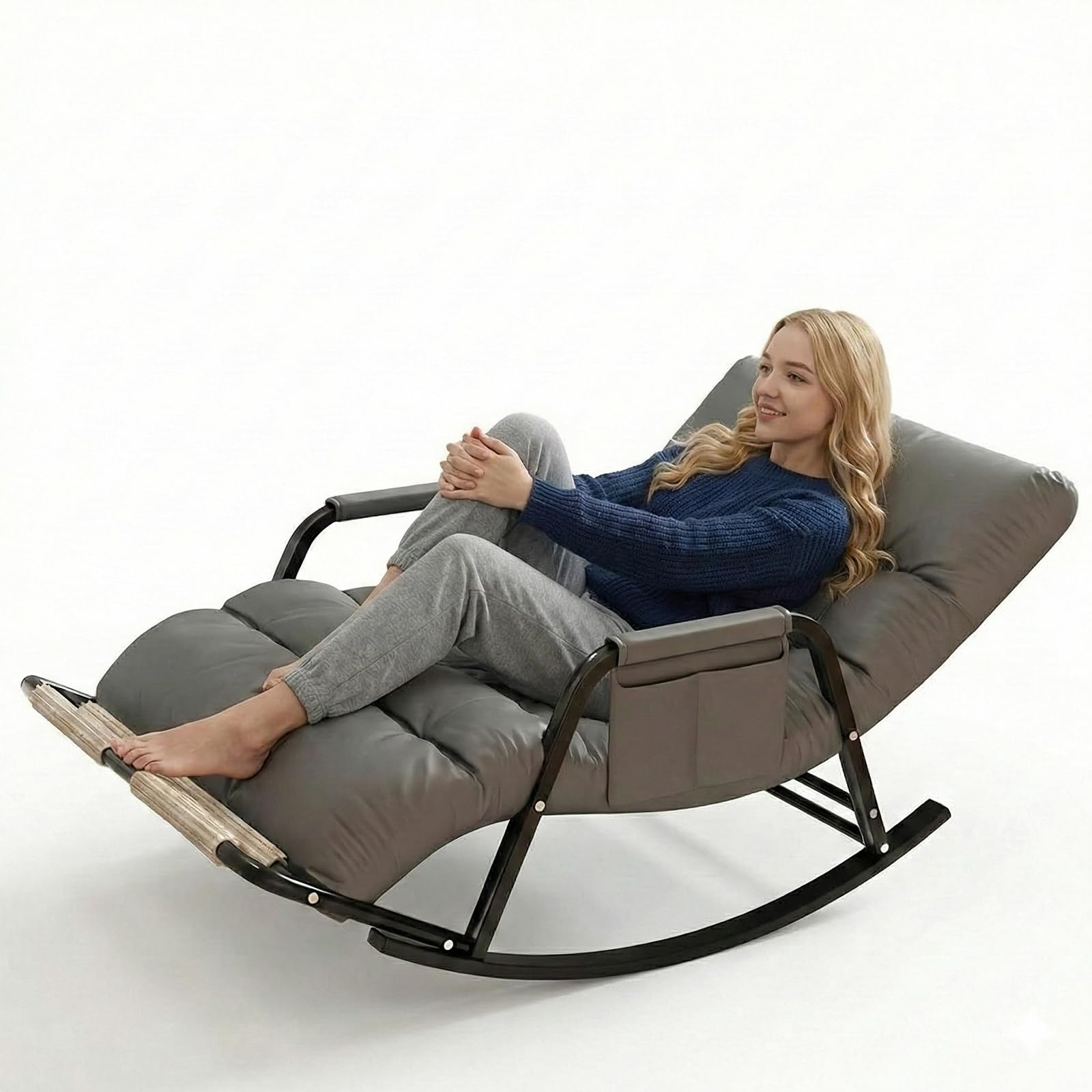 Fauteuil à bascule allaitement robuste en acier et gris