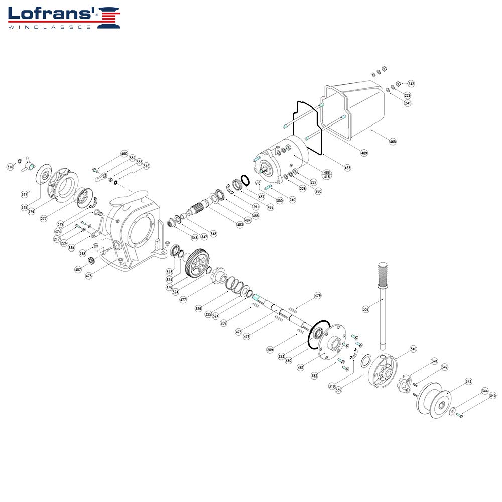 Lofrans Ankerwinde Tigres horizontal Ø8mm Kette mit Spill 1500W 12V