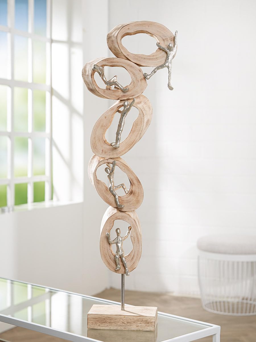 GILDE Escultura Decorativa Climb – Figura Decorativa de Madera de Aluminio – Decoración Salón Regalo Navidad para Mujeres – Altura 77 cm