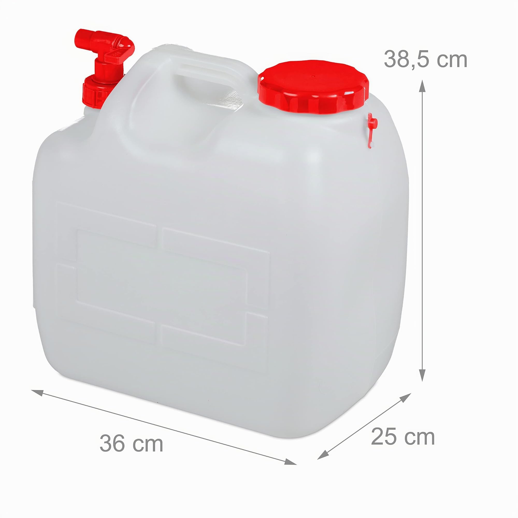 Relaxdays Tanica con Rubinetto, Coperchio a Vite del Contenitore, per Acqua Potabile, 23 L, senza BPA, rosso/bianco