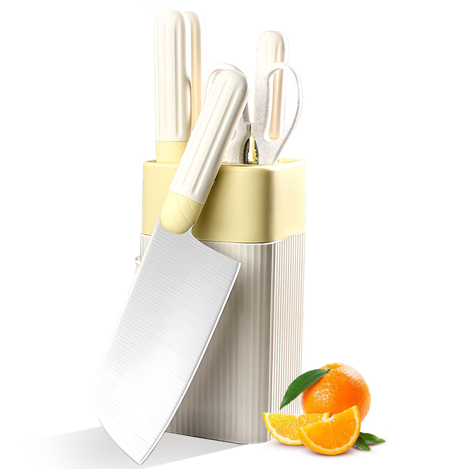 Knife Block Set 6 Piece Knife Sets for Kitchen with Block Stainless Steel Cutlerly Chef Knives Set Professional