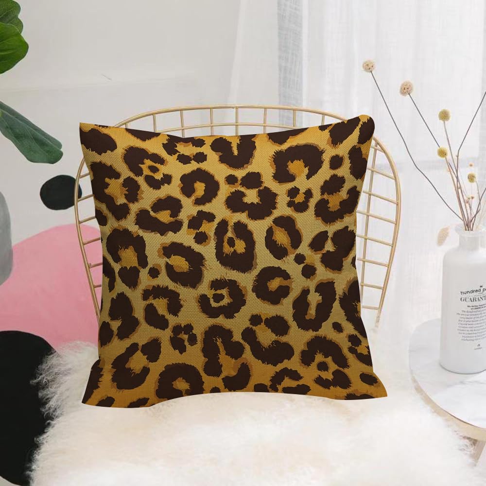 HYOSXW Cushion Cover,Throw Pillow Case Home Decorative for Living Room Bedroom Sofa Chair 16X16 Inch,Leopard print, vintage tan leopard print texture,Pillowcase 40X40cm