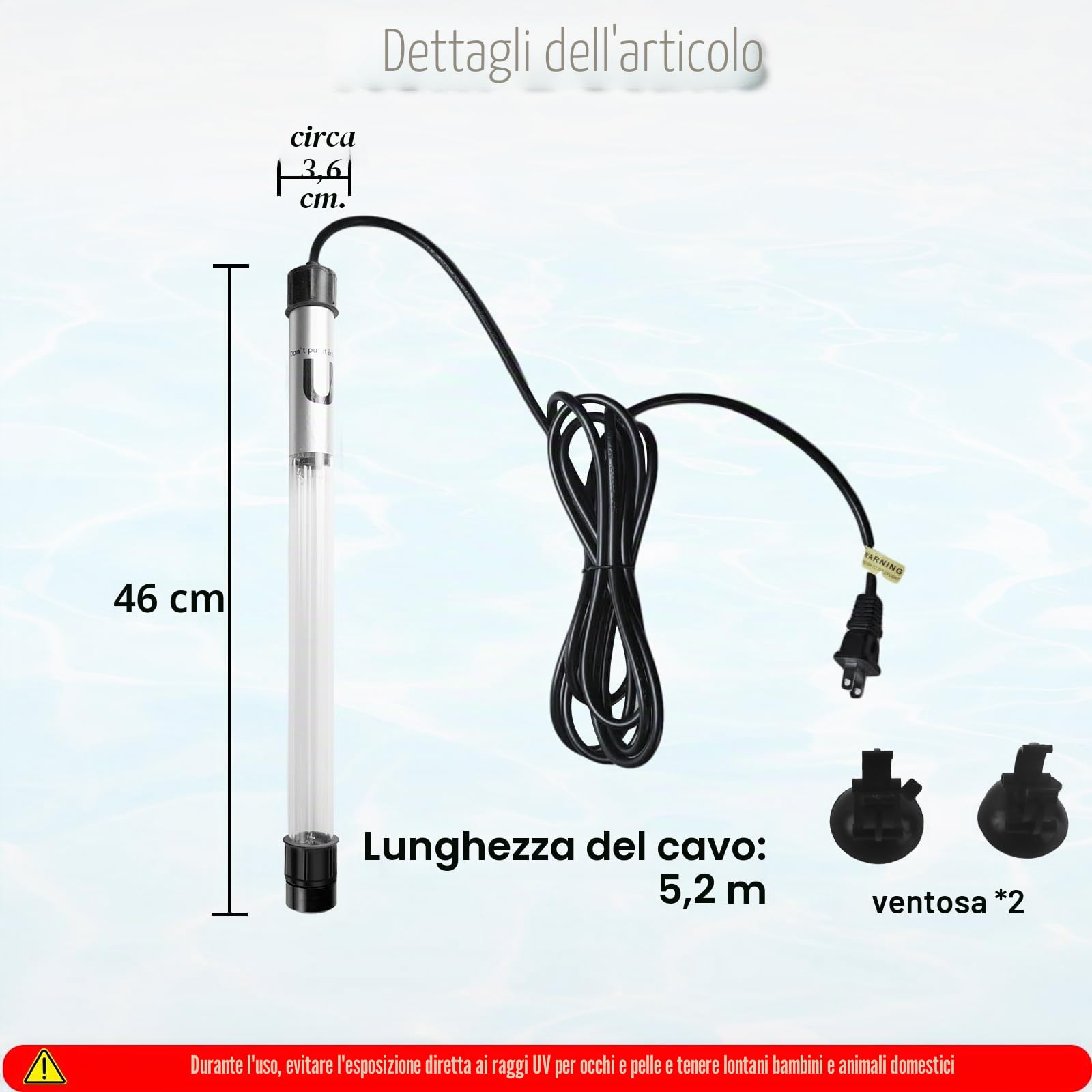 Luce UV per Stagno da 55W per 1892-19036 Litri, Luce UV per Acquario, Chiarificatore UV per Acqua per Stagno, Immersione Fredda, Stagno Koi, Acquario, Piscina e Vasca per Pesci per il Controllo delle