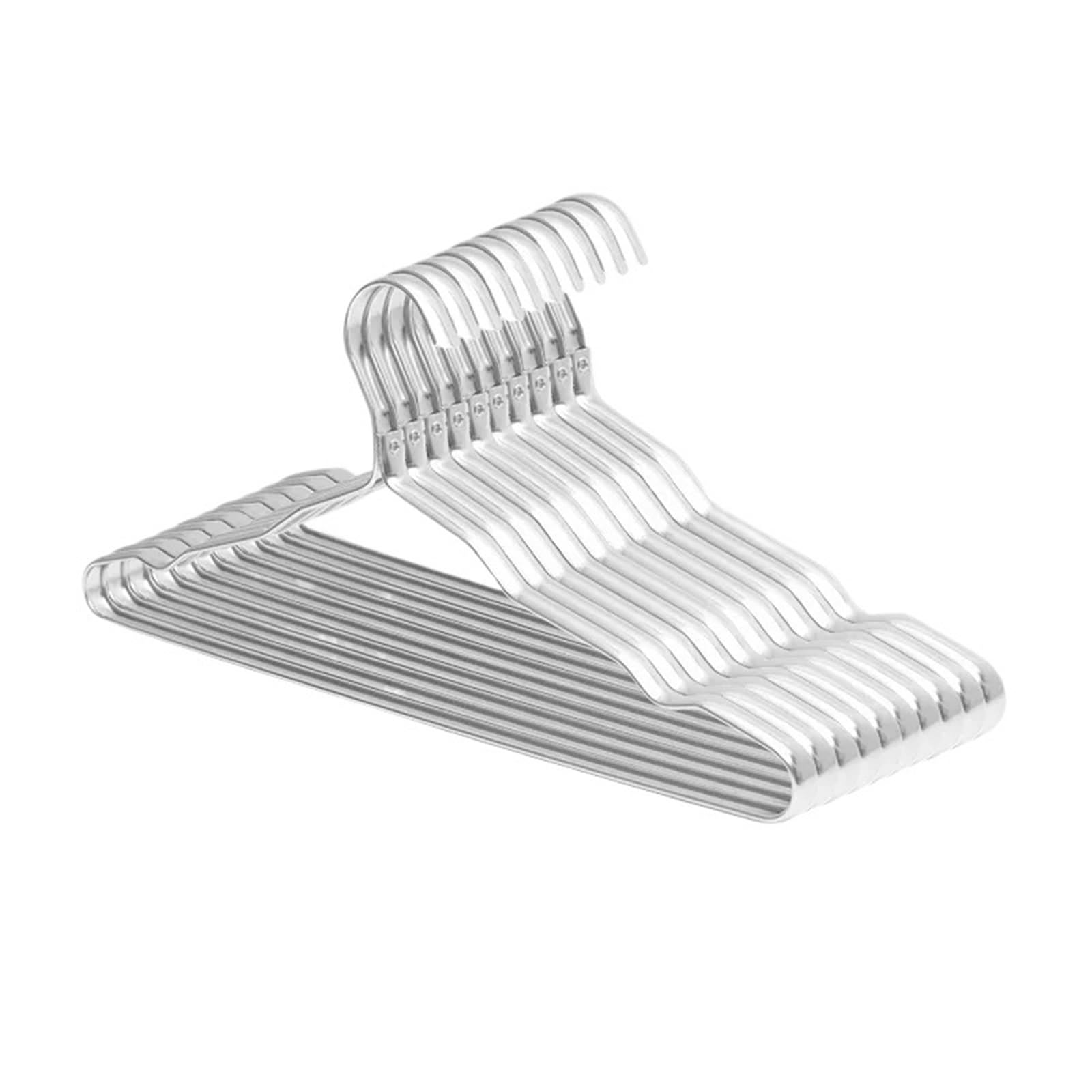 Clothes Hangers Clothing Hanger 10pcs Aluminum Alloy Golden Domestic Coat Supplies Organizer Wardrobe Storage Rack(Silver)