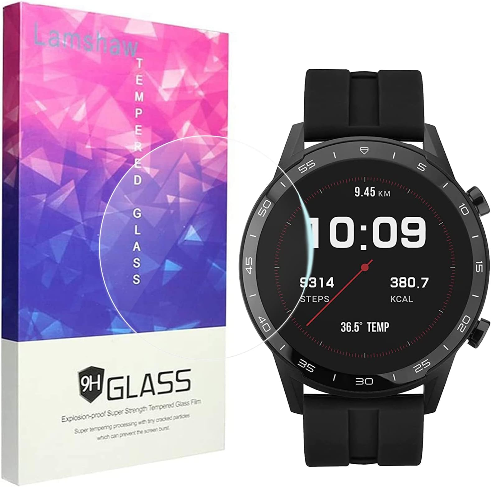 Sekonda 45mm Smart Watch Screen Protector, 3-Pack 9H Tempered Glass Film