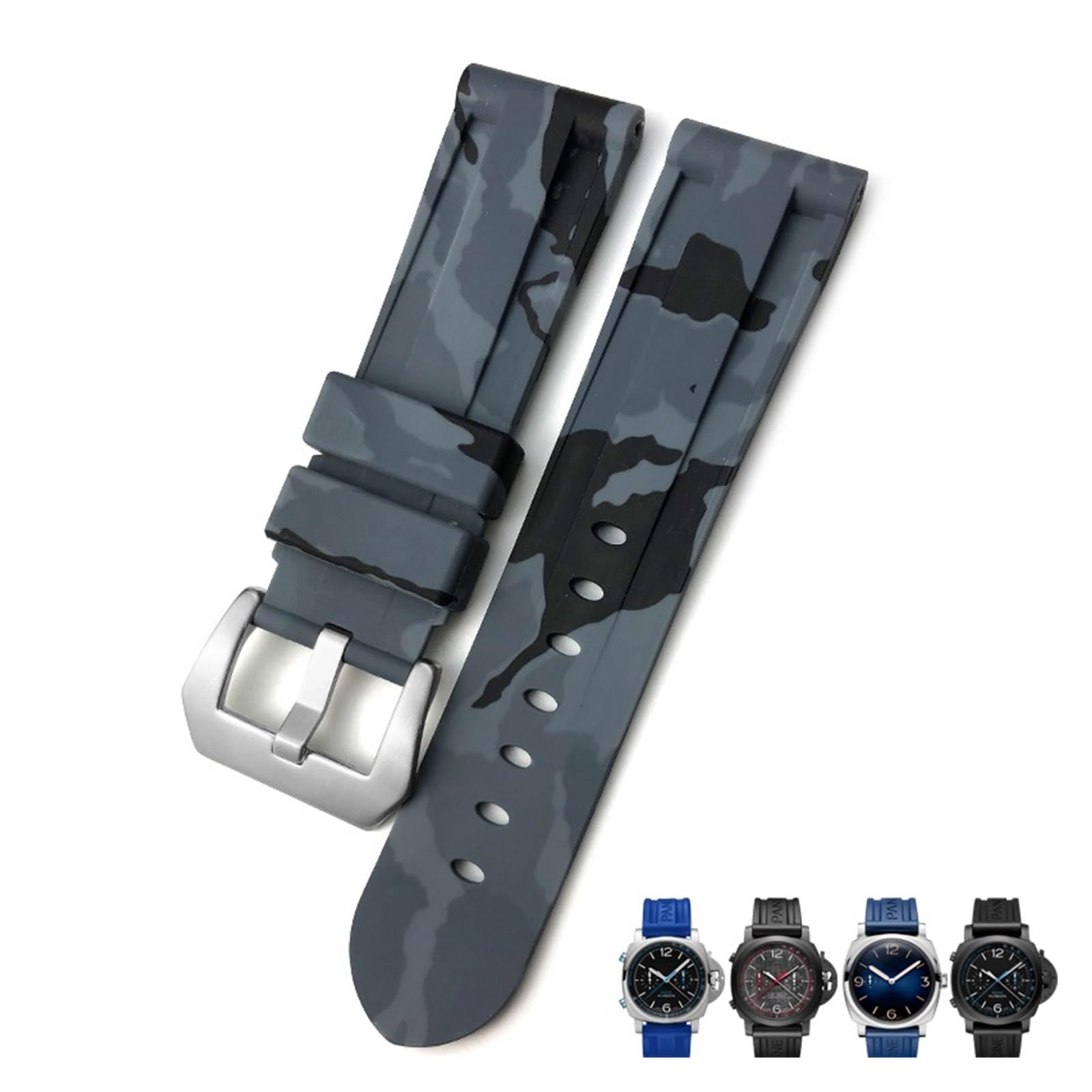 Cinturino in gomma per orologio da 22 mm, 24 mm, 26 mm, per Panerai SUBMERSIBLE, cinturino sportivo impermeabile colorato mimetico