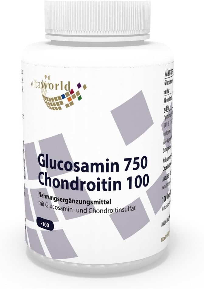 Glucosamina 750mg + Condroitina 100mg 100 Cápsulas - Vita World Farmacia