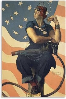 JU XIANG Norman Rockwell Prints Rosie The Riveter Illustration Art Reproduction Poster Canvas Wall Art Poster Decorative Bedroom Modern Home Print Picture Artworks Posters 08x12inch(20x30cm)