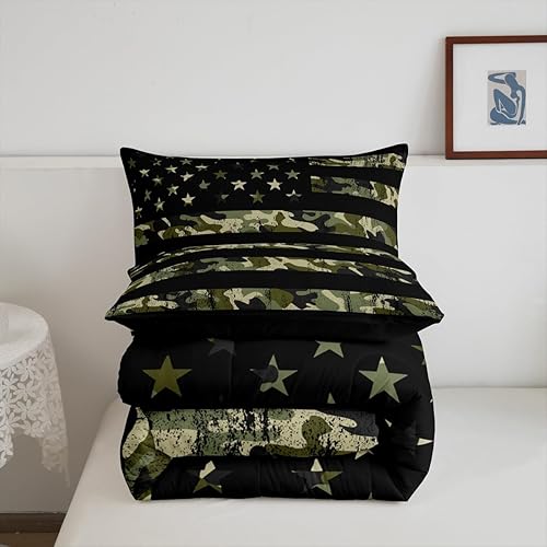 Miniatura 154 de Castle Fairy Juego de edredón con bandera estadounidense, tamaño King, ropa de cama de animales de pastor alemán para niñas y adolescentes, juego