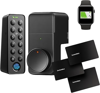 SwitchBot Smart Lock Pro Fingerprint Keypad Dedicated Card - Passcode SwitchBot Key Smart Key Auto Lock Door Lock Entryway Smart Home Compatible with Alexa Google Home Siri Remote Operation No