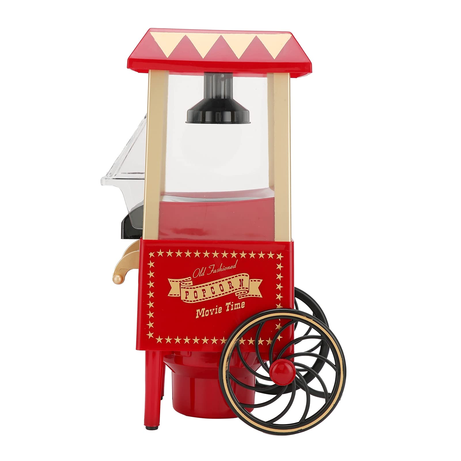 Bewinner Macinatore per popcorn vecchio stile mini zucchero filato, aggeggi rossi fatti in casa per home party cinema (spina UE 220 V)