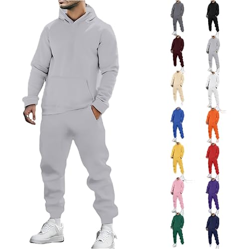JiXiang Mens Track Suits 2 Piece Set Hoodie and Sweatpants Casual Athletic Jogging Suit Drawstring Running Gym Sweat Suits