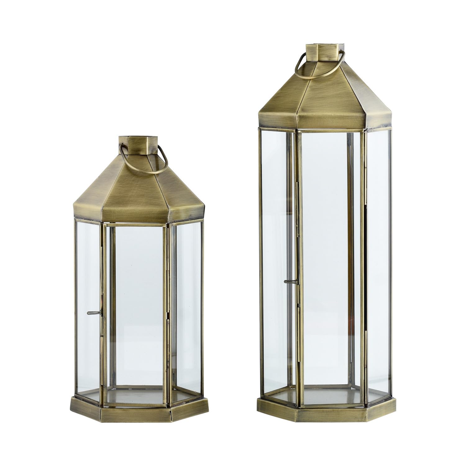 Vintage Laterne Arada handgefertigt aus Metall und Glas in Gold 39 cm