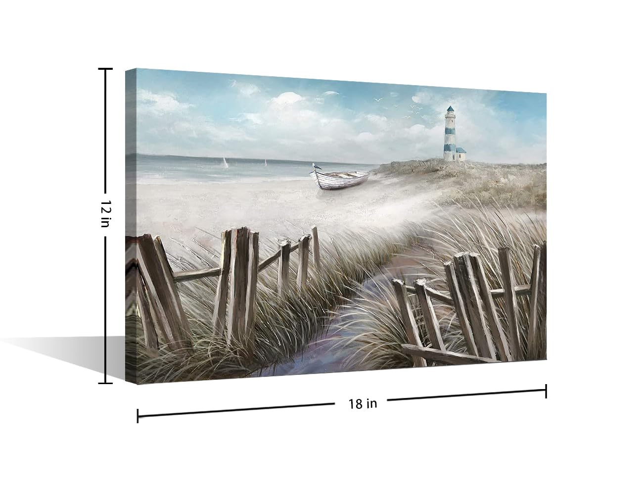 TISHIRON Lighthouse Wall Art Seaside Home Decorations for Living Room Coast Modern Paintings Pictures Canvas Wall Art House Contemporary Home Decor Posters Prints Ready to Hang (18x12in) - Image 2