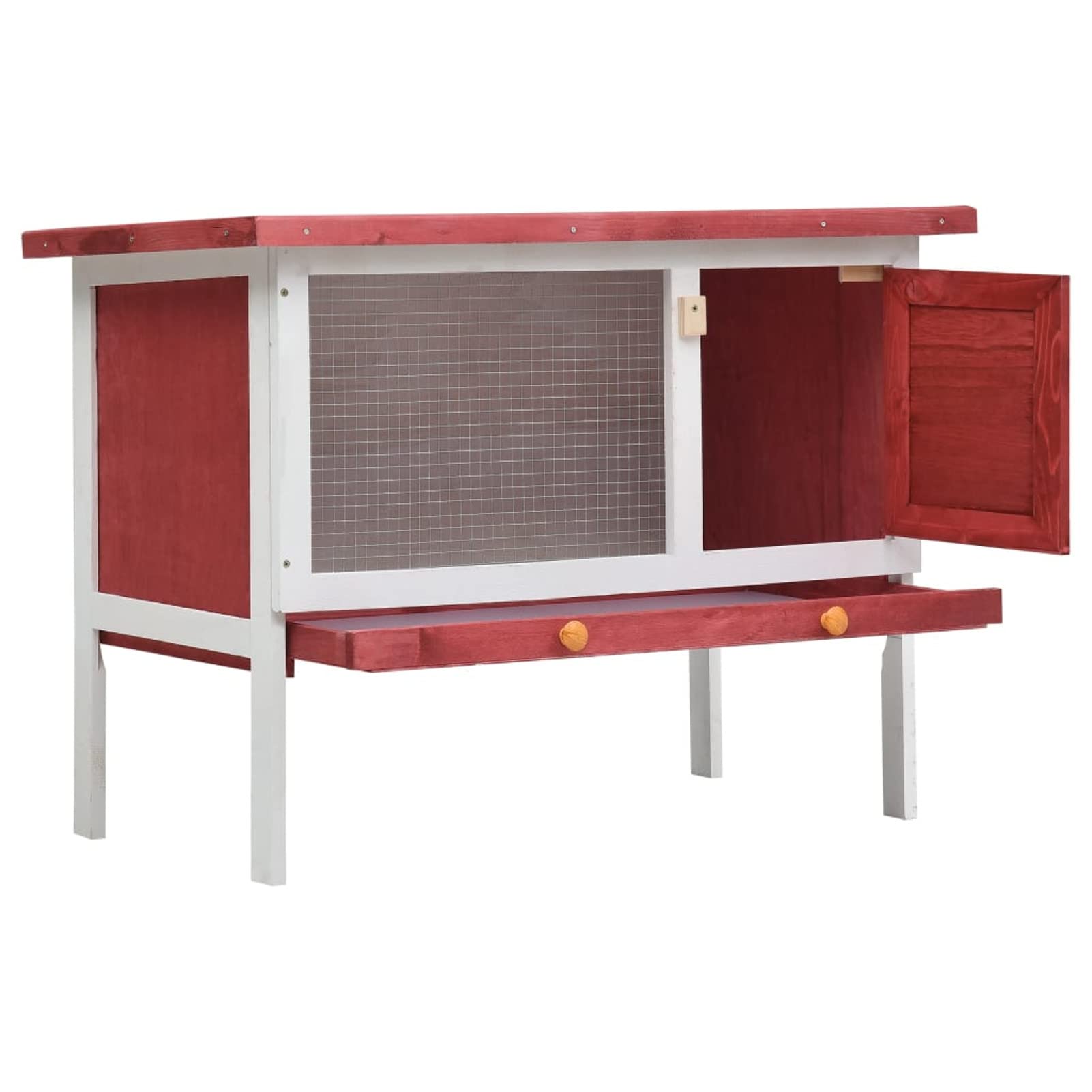 ShGaxin Jaula conejera de 1 Piso, Jaula Cobaya, Jaulas para Conejos, Jaula Hamster, Casa Conejo, Casita Conejo, Conejo, Madera Rojo