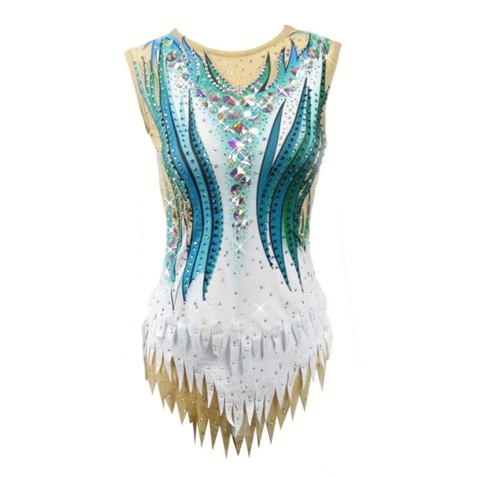 LIUHUO Justaucorps de gymnastique rythmique sans manches pour fille Bleu ciel