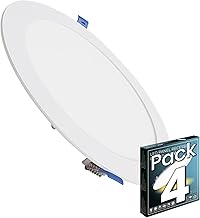 LED ATOMANT Pack of 4 x LED Downlight Extra Flat Round Panel 220 mm 20W, 1800 Lumens, Cold Light Colour (6500K), Standard Cut 200 mm, Driver Included