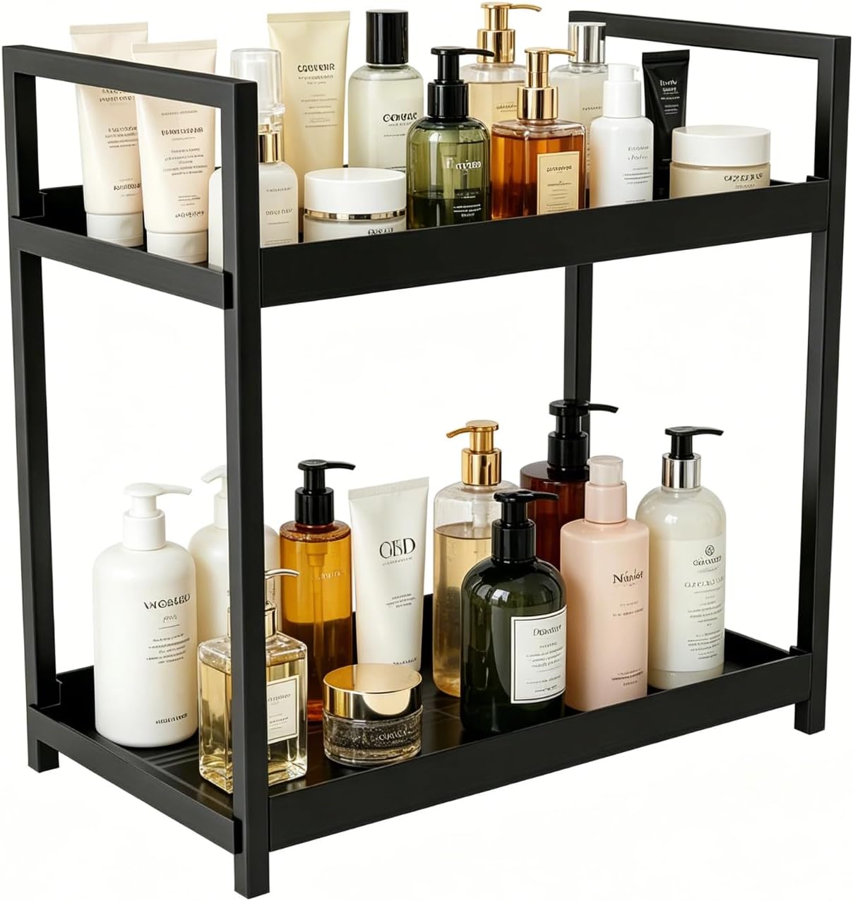 Bathroom Counter Organizer, Bathroom Organizers and Storage Countertop, 2 Tier Black Counter Shelf for Vanity Tables, Dresser, Makeup
