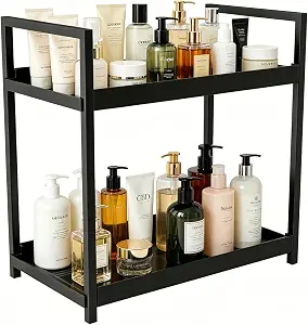 Bathroom Counter Organizer, 2-Tier Black Counter Shelf