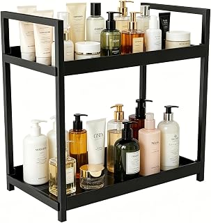 Bathroom Counter Organizer, Bathroom Organizers and Storage Countertop, 2 Tier Black Counter Shelf for Vanity Tables, Dresser, Makeup