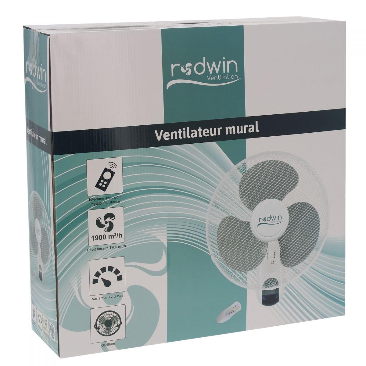 RODWIN Ventilateur mural oscillant 45W avec télécommande Ventilation