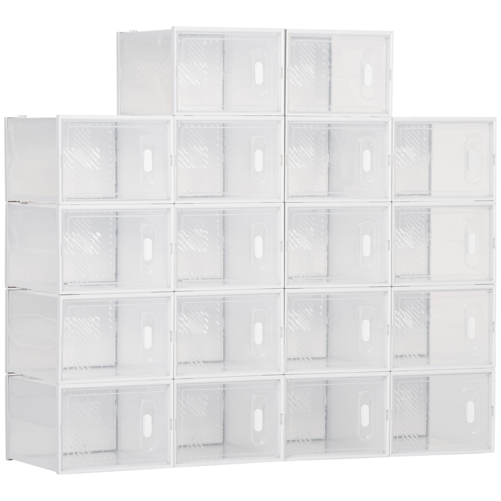 Organizadores de almacenamiento para zapatos en el pasillo cajas apilables transparentes talla 45